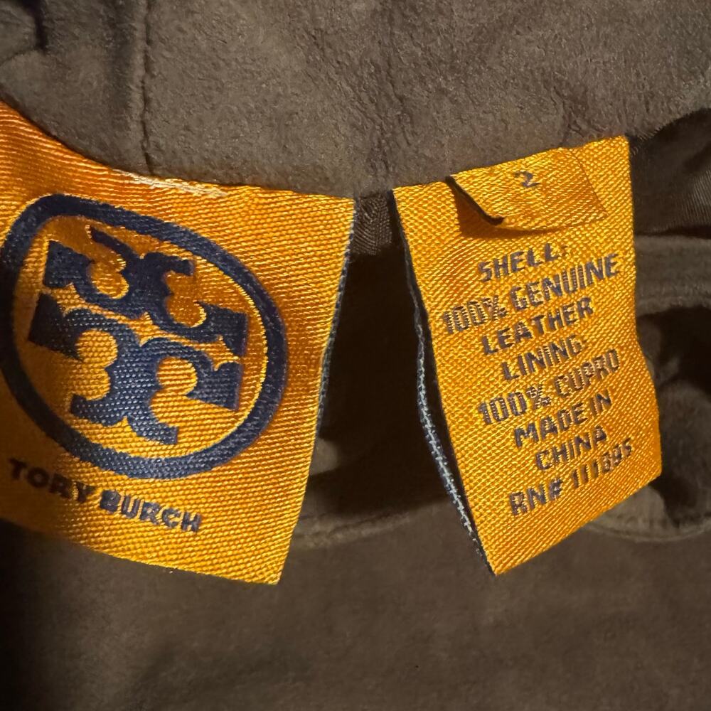 tory burch | brown 100% genuine leather zip flare leg women's luxury pants sz 2 - Picture 10 of 10